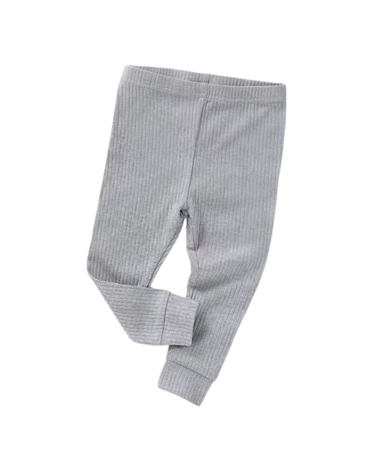 Organic Cotton Ribbed Leggings - Pebble