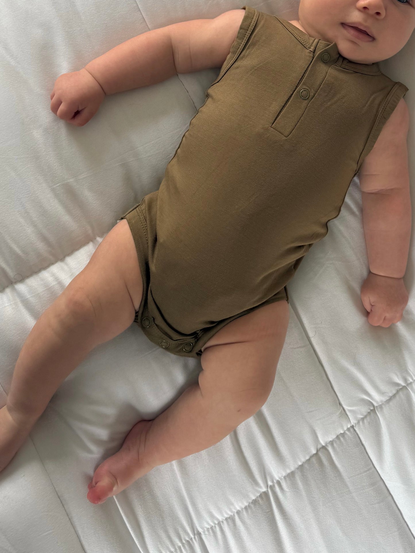 Bamboo Singlet Bodysuit - Khaki