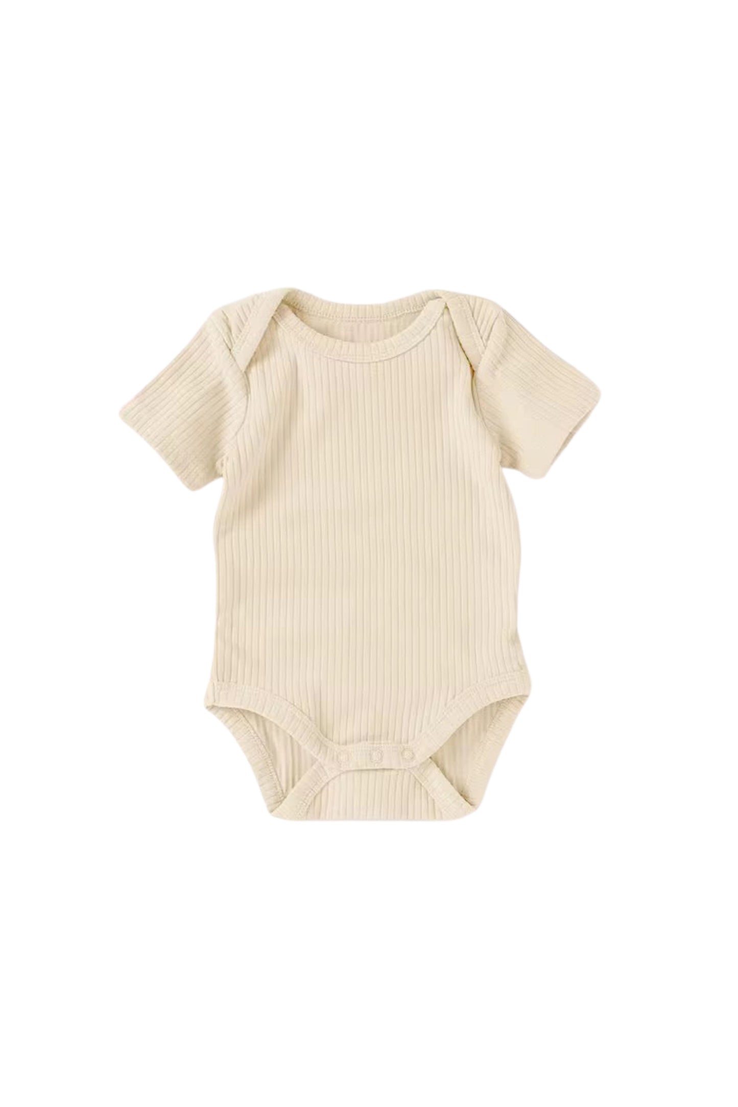 Organic Cotton Ribbed Short Sleeve Bodysuit - Buttermilk