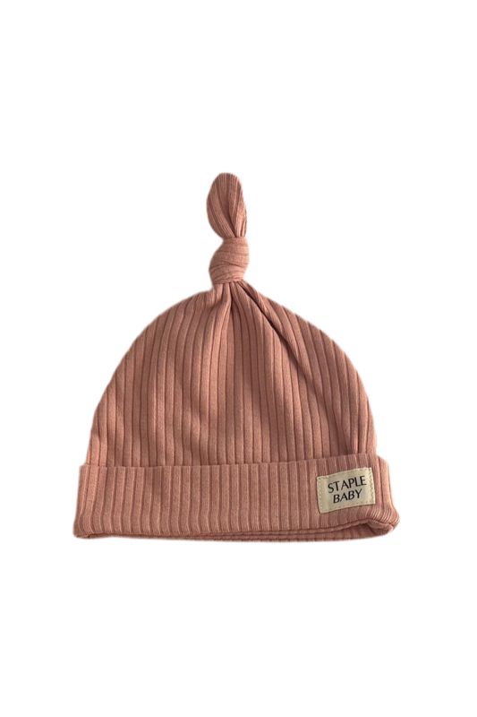 Organic Cotton Ribbed Beanie - Blush Pink
