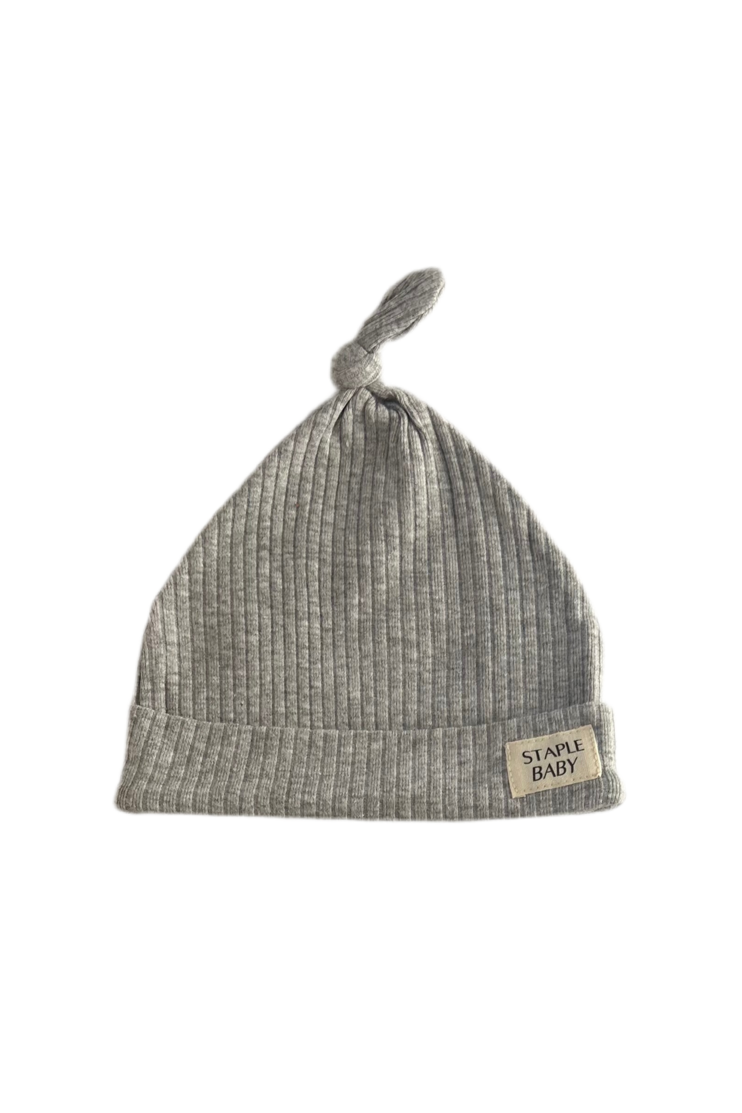 Organic Cotton Ribbed Beanie - Pebble