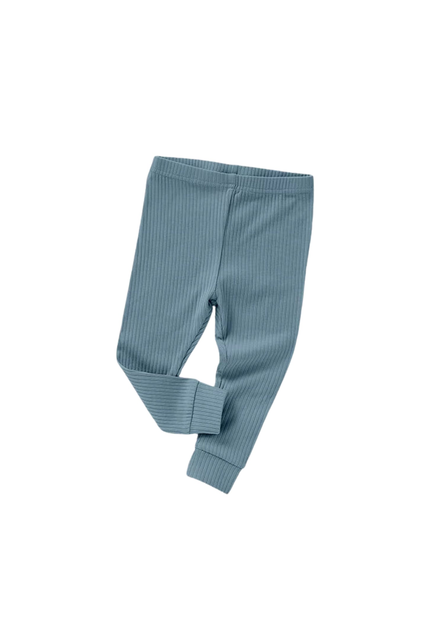 Organic Cotton Ribbed Leggings - Ocean Blue