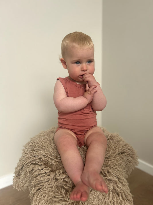 Bamboo Singlet Bodysuit - Clay Rose