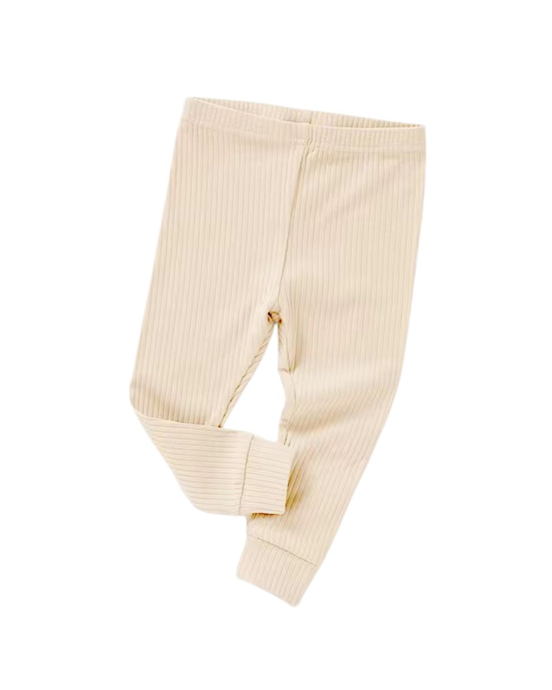 Beige ribbed baby pants on a white background