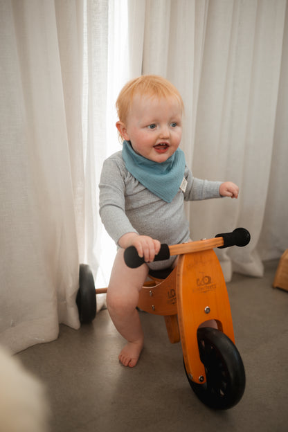 Organic Cotton Ribbed Long Sleeve Bodysuit - Pebble