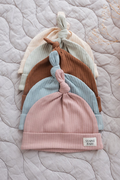 Organic Cotton Ribbed Beanie - Blush Pink