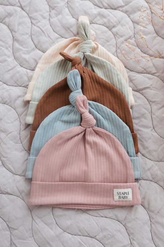 Organic Cotton Ribbed Beanie - Blush Pink