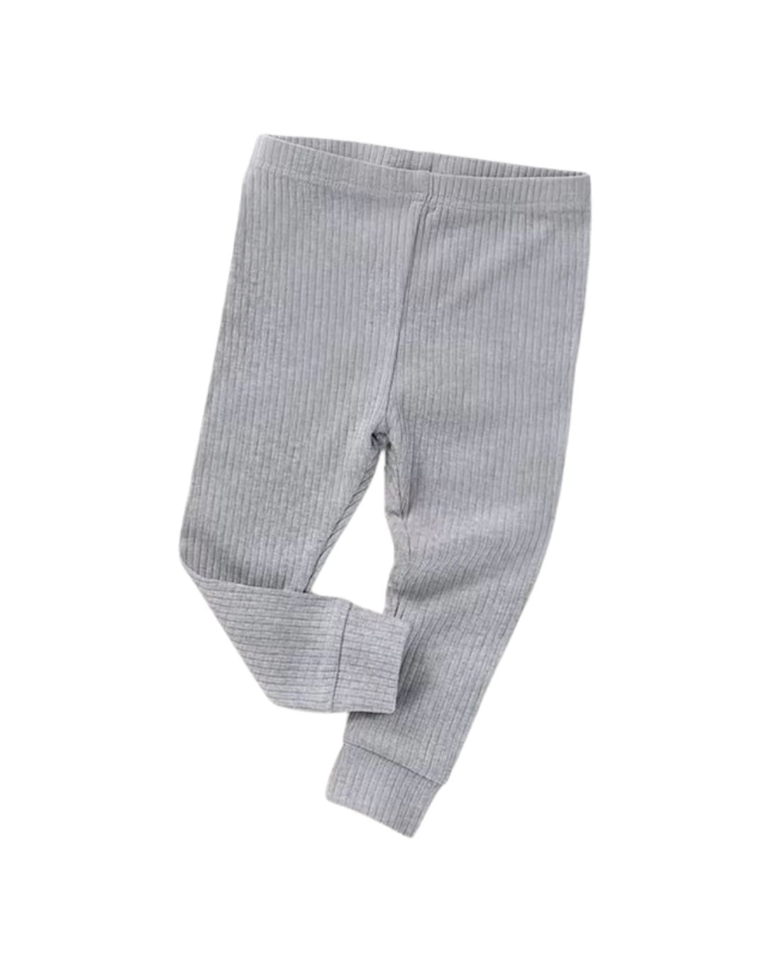 Organic Cotton Ribbed Leggings - Pebble