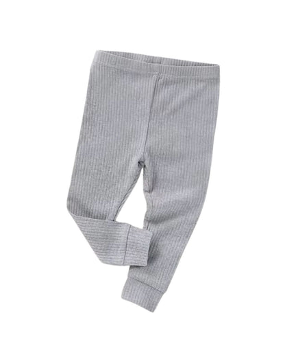 Organic Cotton Ribbed Leggings - Pebble