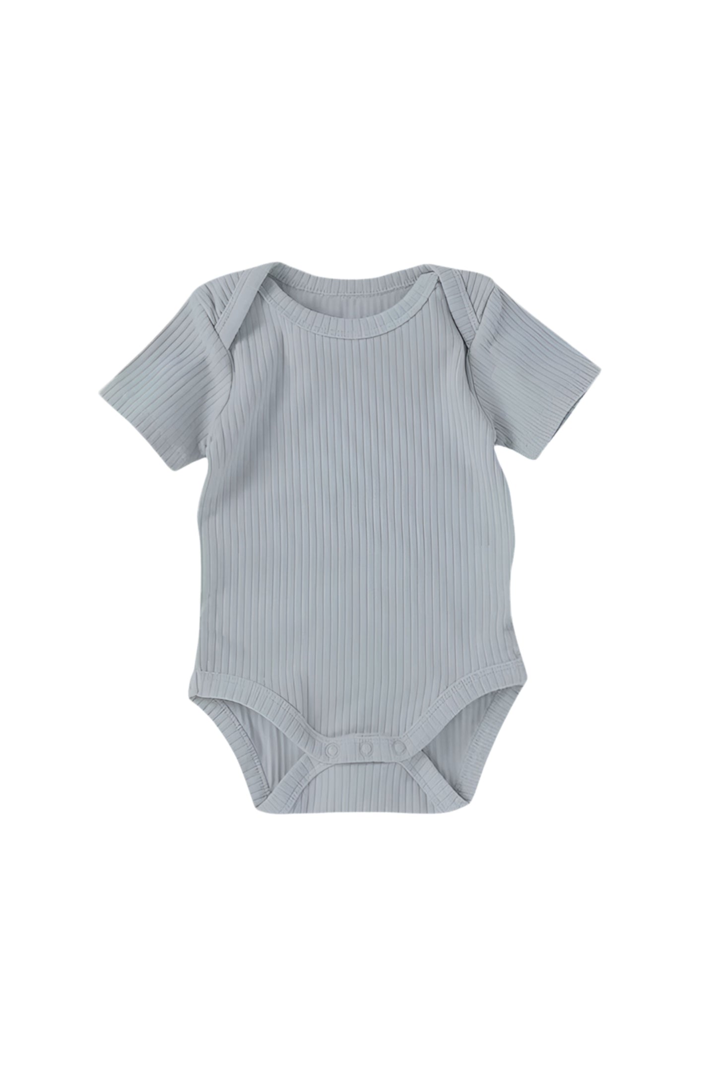 Organic Cotton Ribbed Short Sleeve Bodysuit - Dusky Blue