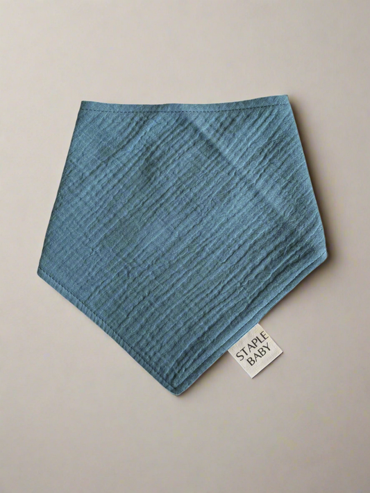 Organic Cotton Muslin Bib - Blue