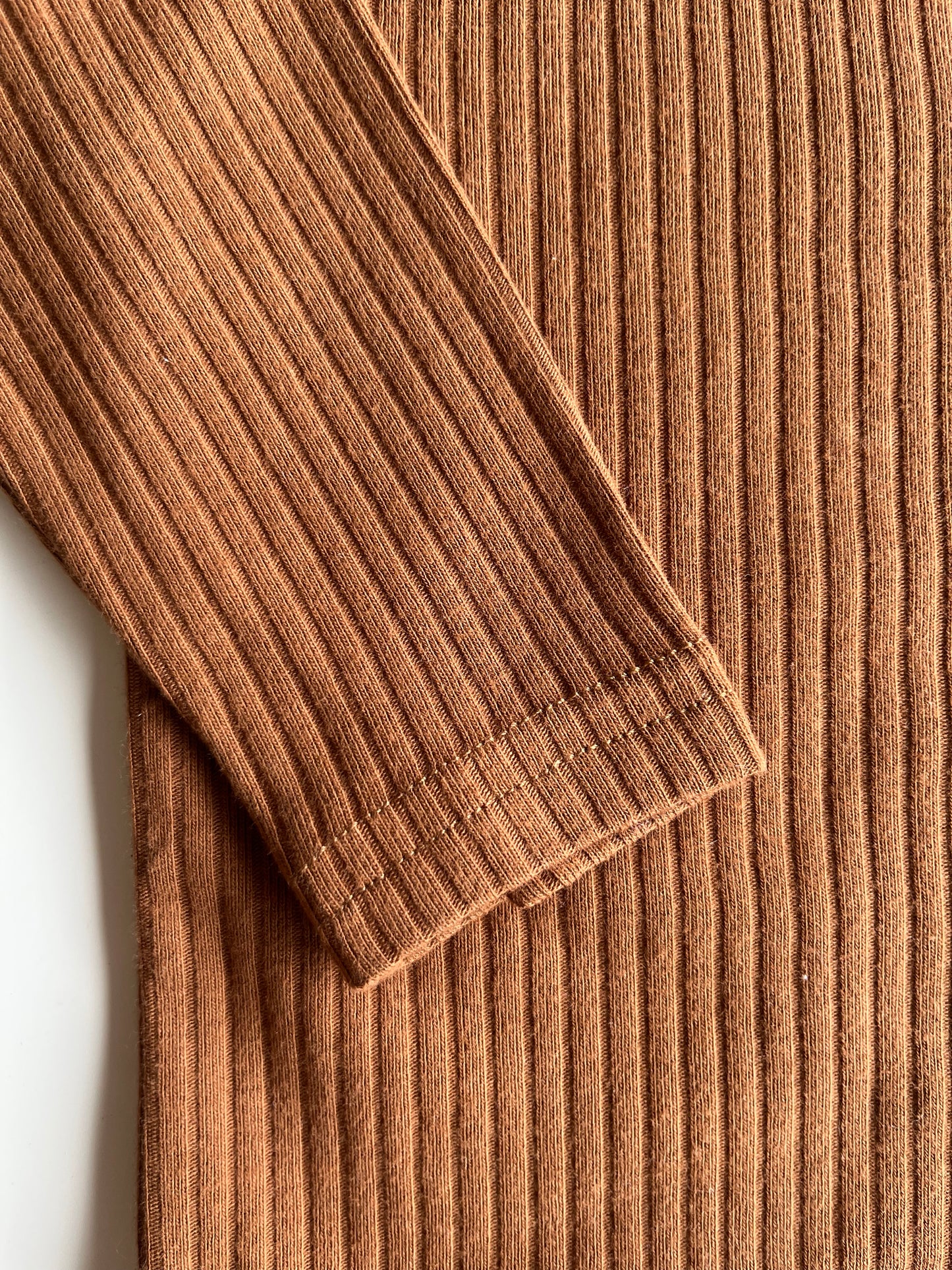 Organic Cotton Ribbed Long Sleeve Bodysuit - Ochre