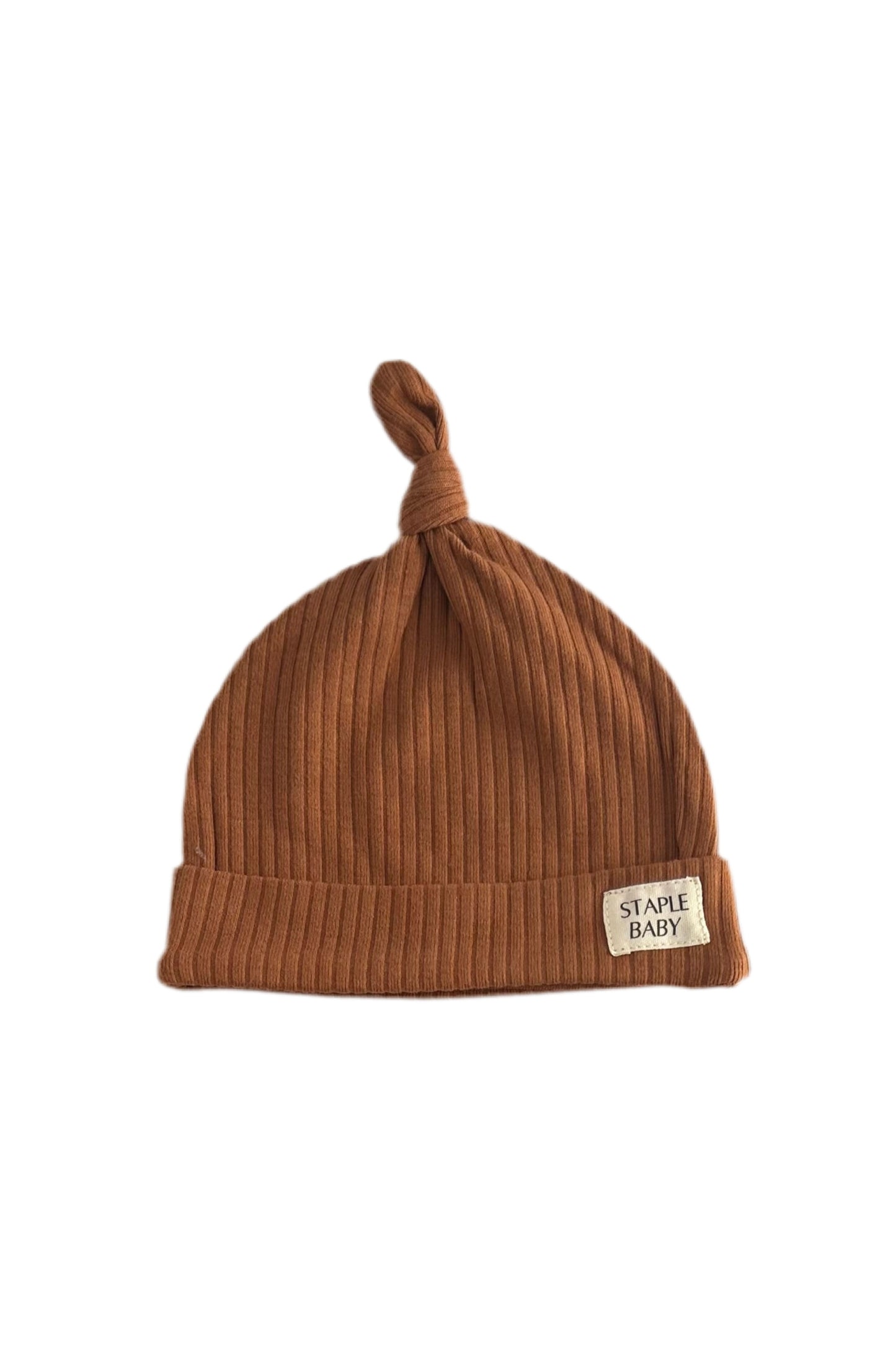 Organic Cotton Ribbed Beanie - Ochre