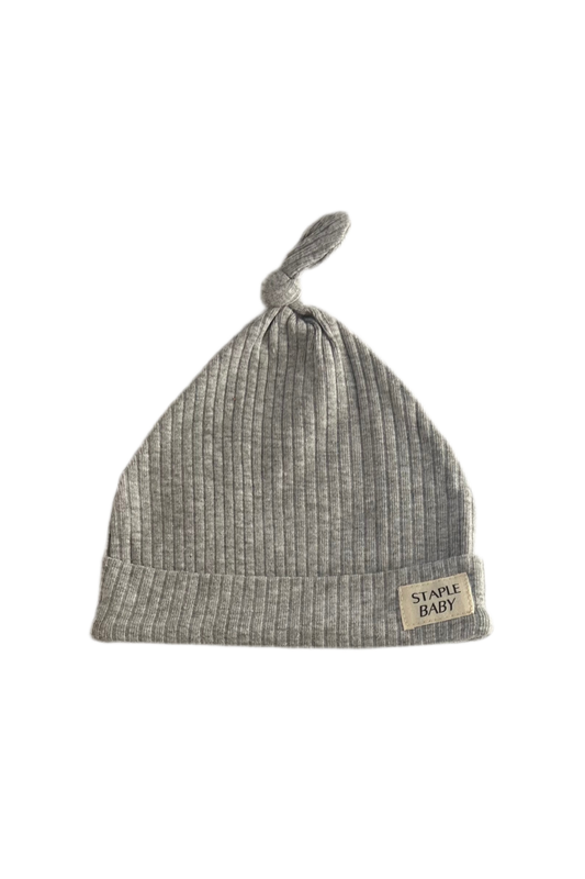 Organic Cotton Ribbed Beanie - Pebble