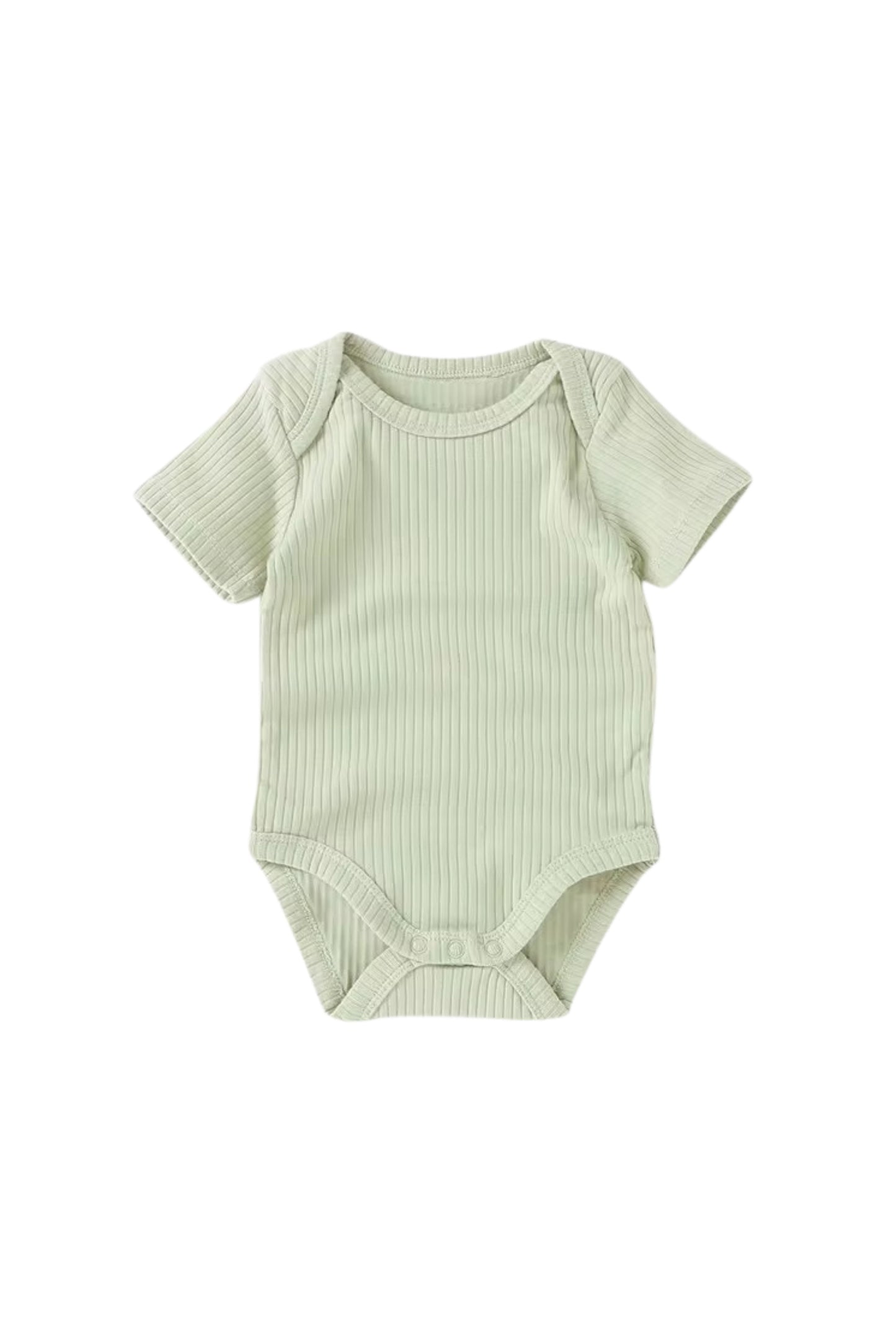 Organic Cotton Ribbed Short Sleeve Bodysuit - Pear