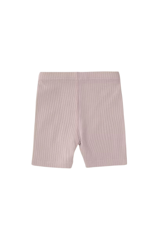 Organic Cotton Ribbed Bike Shorts - Lilac Pink
