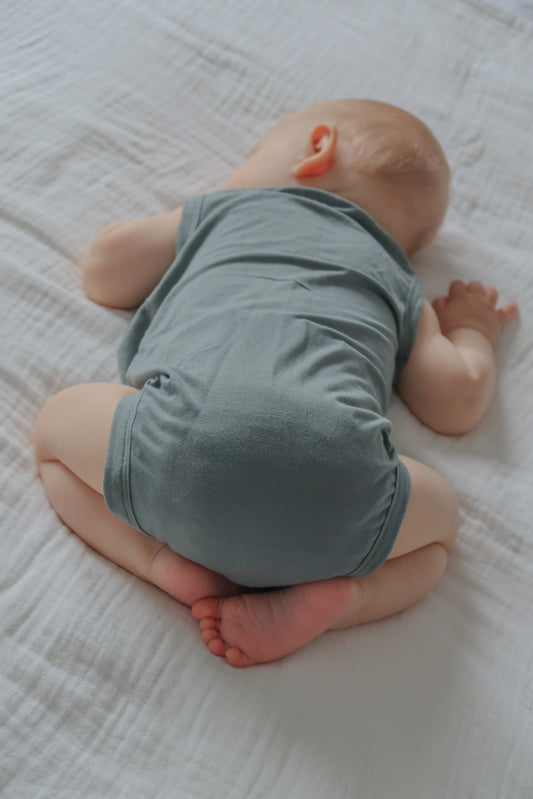 Bamboo Singlet Bodysuit - Coastal Blue